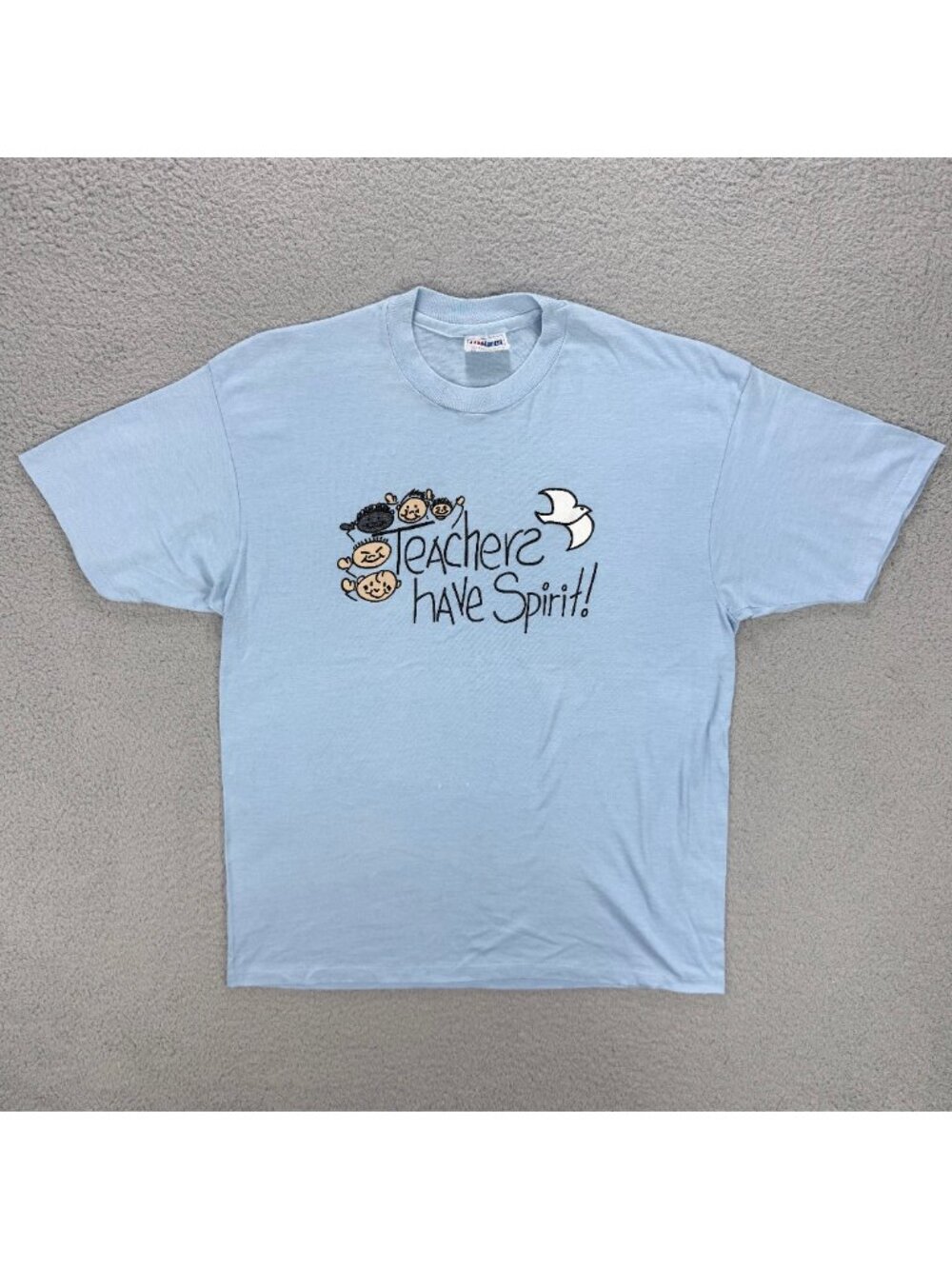 Teachers Have Spirit T Shirt Kids XL Baby Blue Hanes Single Stitch USA Vintage
